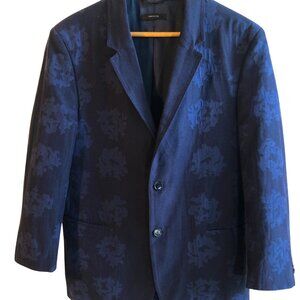 Calvin Klein Collection Cotton Silk Navy Floral Pattern Men's Blazer - 52/42